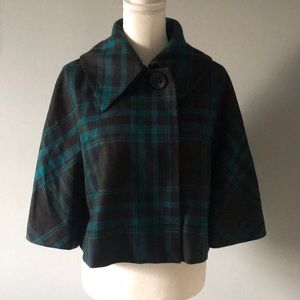 Express  Crop Wool Coat Size M Black and Green